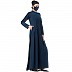 Designer Front open abaya with Pin Tucks- Dark Teal